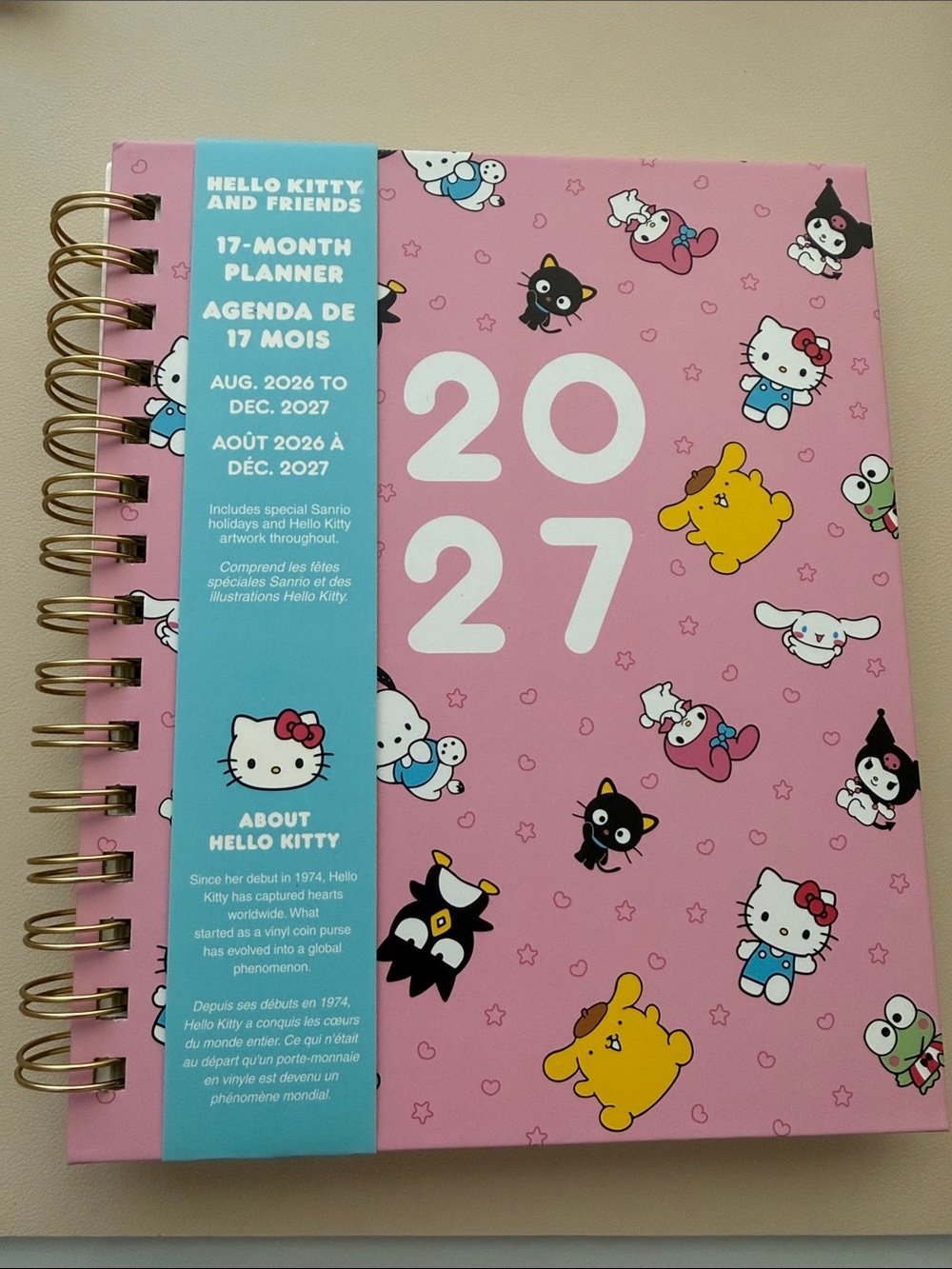 NWT… Hello Kitty Pink 2027 Spiral Planner with Sanrio Characters